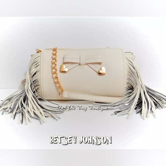 Betsey Johnson Handbags - Betsey Johnson Cream White Fringe CrossBody Bag